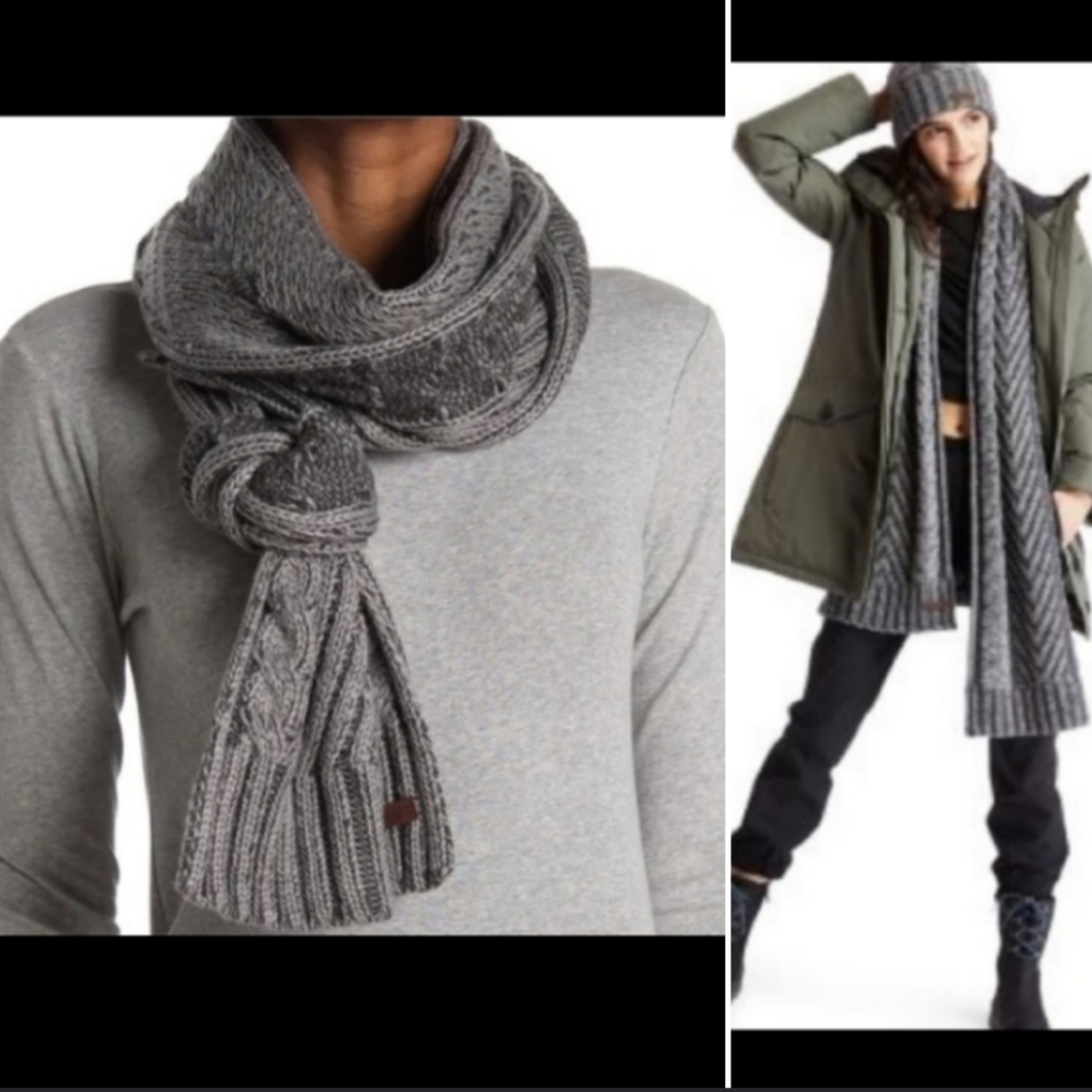 Timberland Chunky Cable Knit Gray Women's Winter Scarf